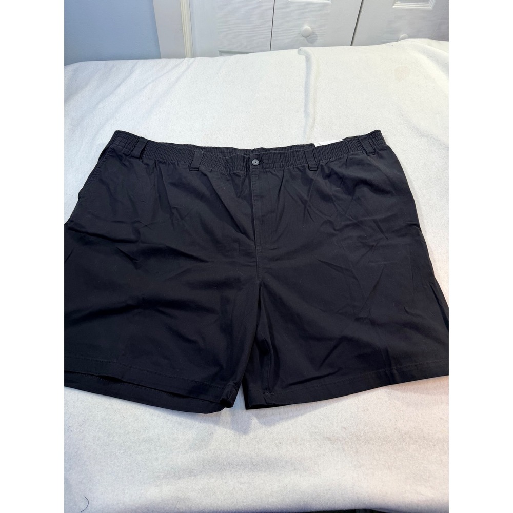 Harbor Bay Mens Big and Tall Elastic Waist Black Cotton Shorts PL25564160002 NEW
